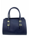 Saffiano-Effect Satchel With Metal Buckle Detail