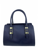 Saffiano-Effect Satchel With Metal Buckle Detail