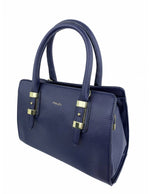 Saffiano-Effect Satchel With Metal Buckle Detail