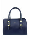 Saffiano-Effect Satchel With Metal Buckle Detail