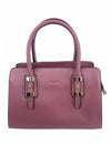 Saffiano-Effect Satchel With Metal Buckle Detail