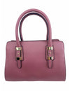 Saffiano-Effect Satchel With Metal Buckle Detail