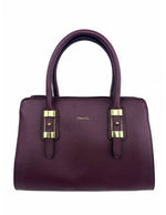 Saffiano-Effect Satchel With Metal Buckle Detail