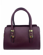 Saffiano-Effect Satchel With Metal Buckle Detail