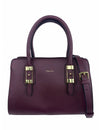 Saffiano-Effect Satchel With Metal Buckle Detail