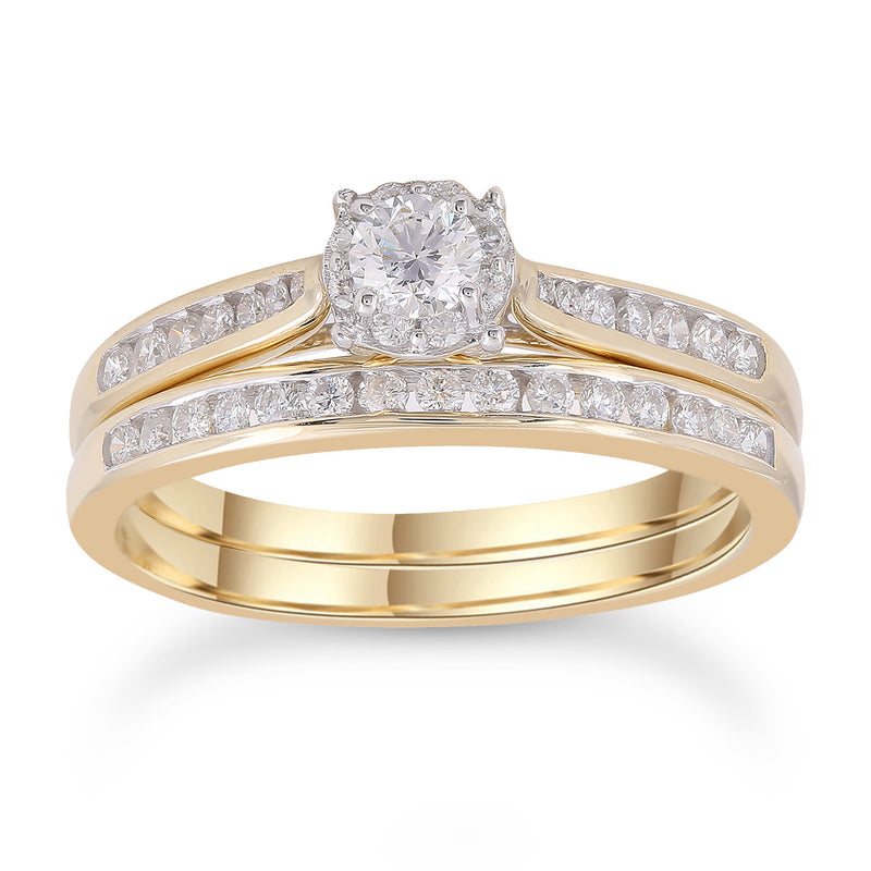 Nirvana DGA 9ct Y/G  0.50CT HI I1 2pcs Diamond Bridal Ring Set