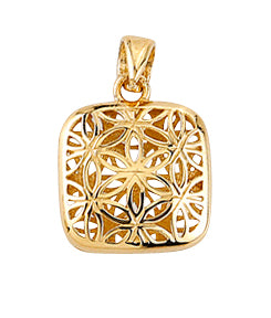 W&D 9ct Yg Square Lattice Pendant