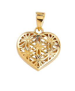 W&D 9ct Yg Heart Lattice Pendant