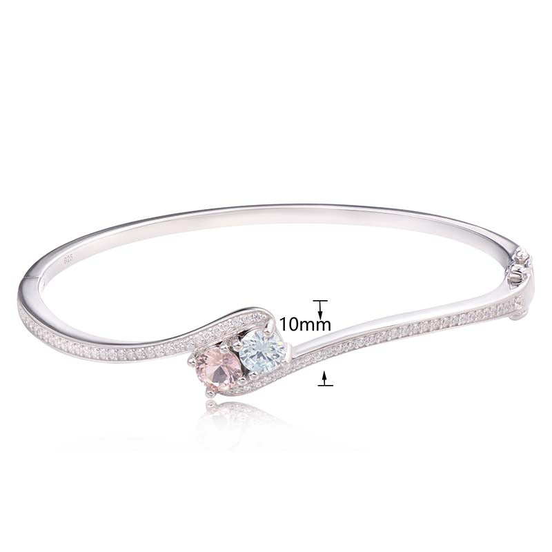 J&T Pink & Light Blue Rhodium Plated Bangle