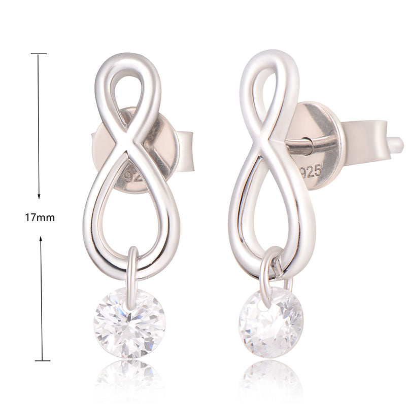 J&T White 4mm Rhodium Plated Earring