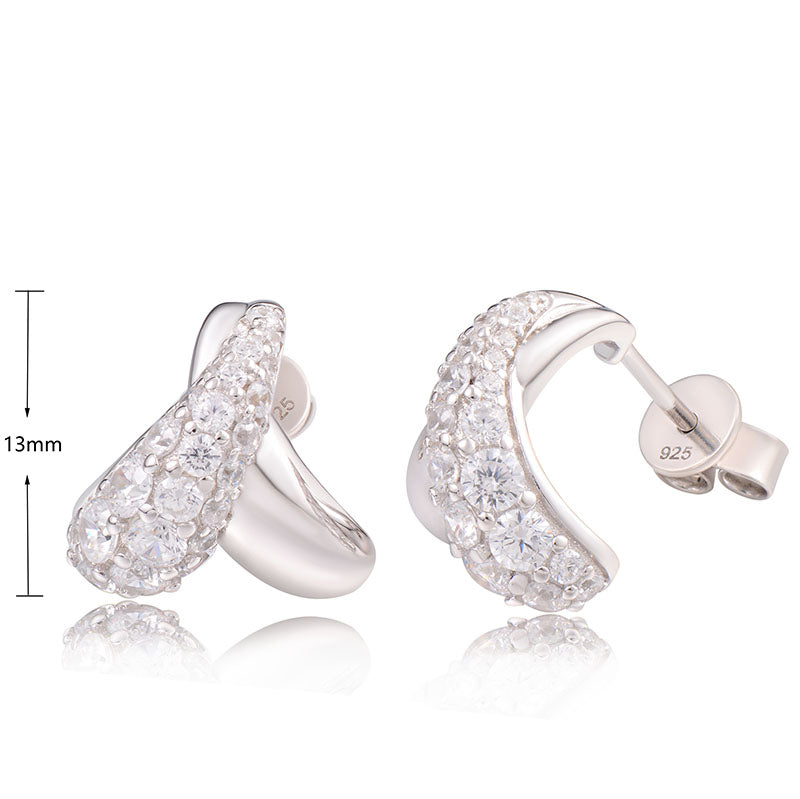 J&T White Rhodium Plated Earring