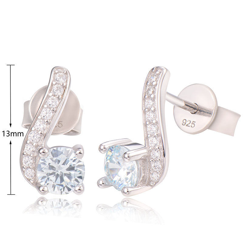 J&T Light Aqua Blue Rhodium Plated Earring