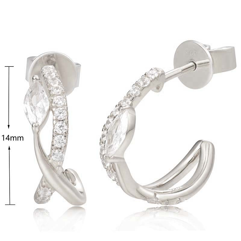 J&T White Rhodium Plated Earring