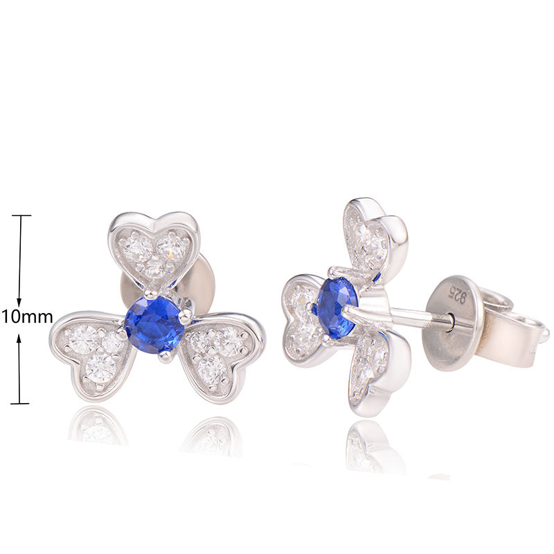 J&T White & Dark Blue Rhodium Plated Earring
