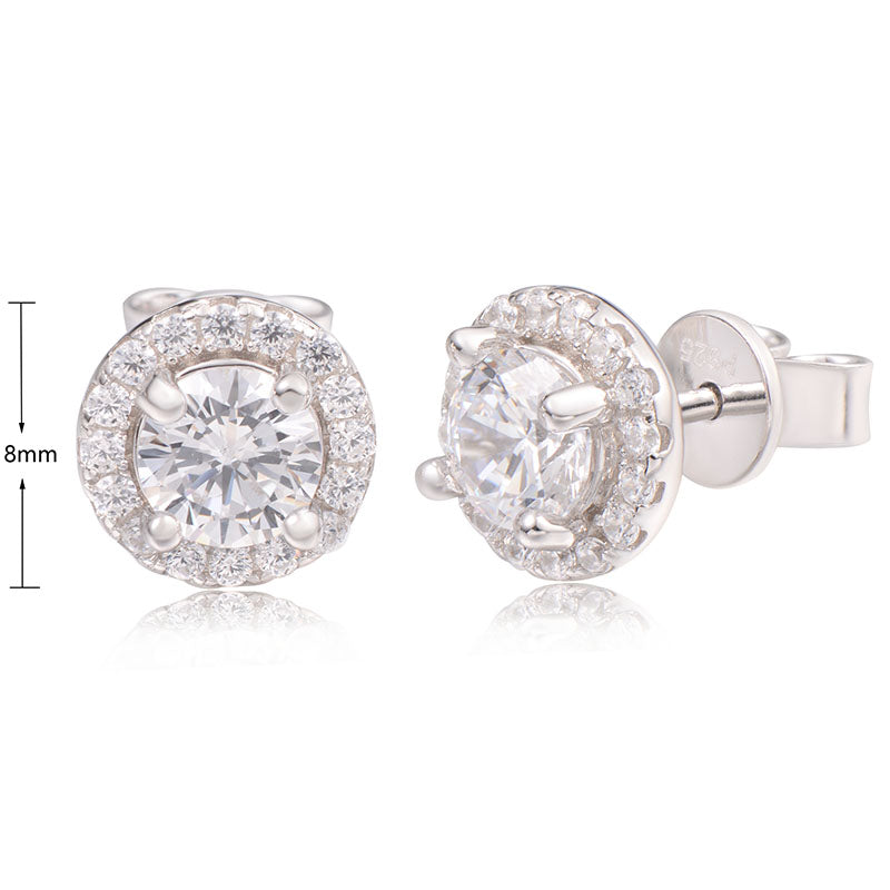 J&T White Cz Rhodium Plated Earring