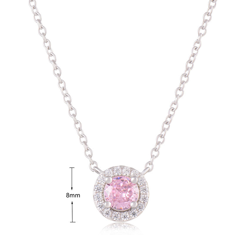 J&T Pink & White Rhodium Plated 45cm Necklace