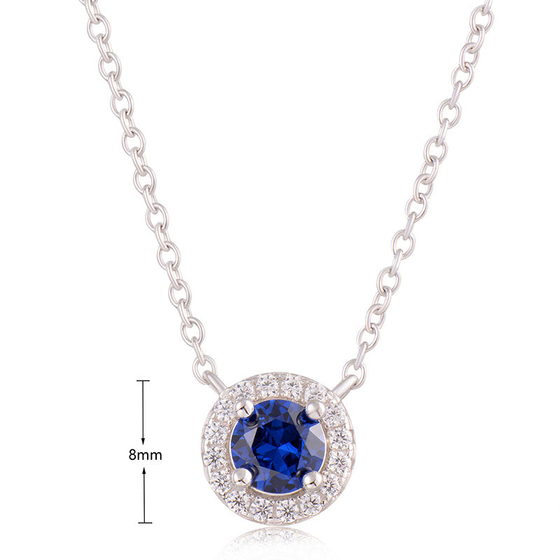 J&T Dark Blue & White Rhodium Plated 45cm Necklace