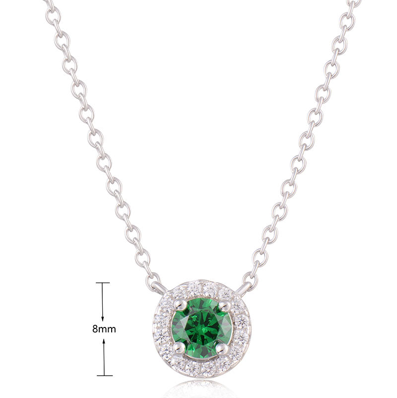 J&T Green & White Rhodium Plated 45cm Necklace