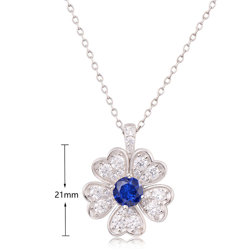 J&T White & Dark Blue Rhodium Plated 45cm Necklace