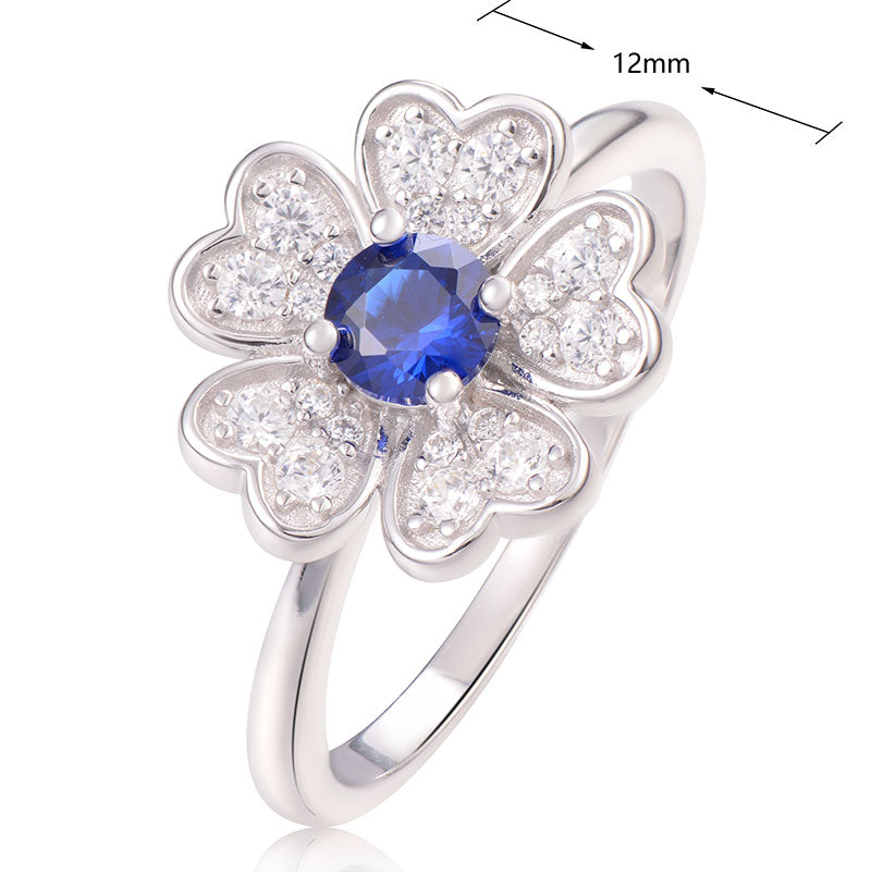 J&T White & Dark Blue Rhodium Plated Ring