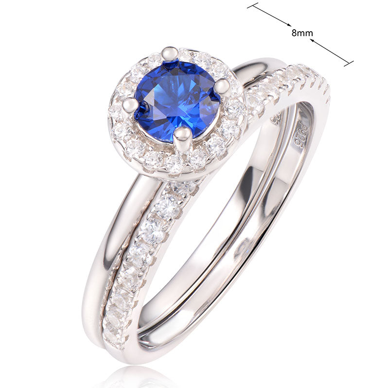 J&T Dark Blue & White Rhodium Plated Ring