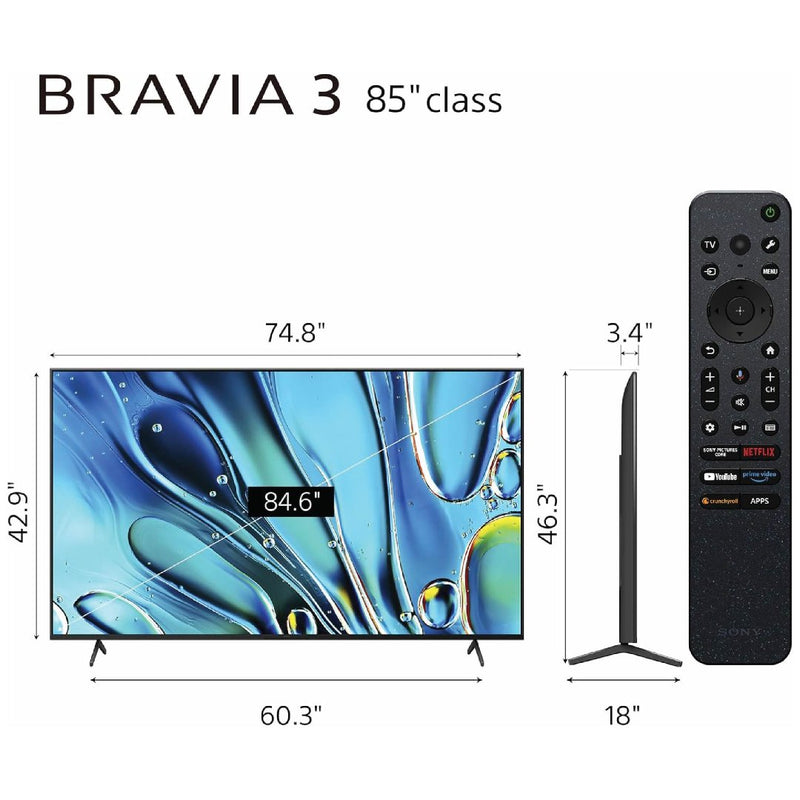 Sony 85" Bravia 3 4K HDR Google TV