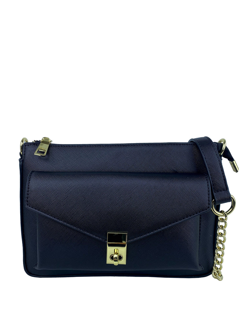 Triple Compartment Sling Bag With Decorative Buckle