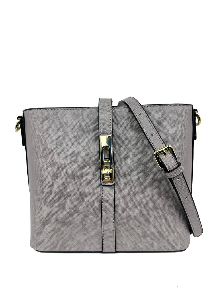 Box Calf Leatherette Buckle Detail Sling Bag