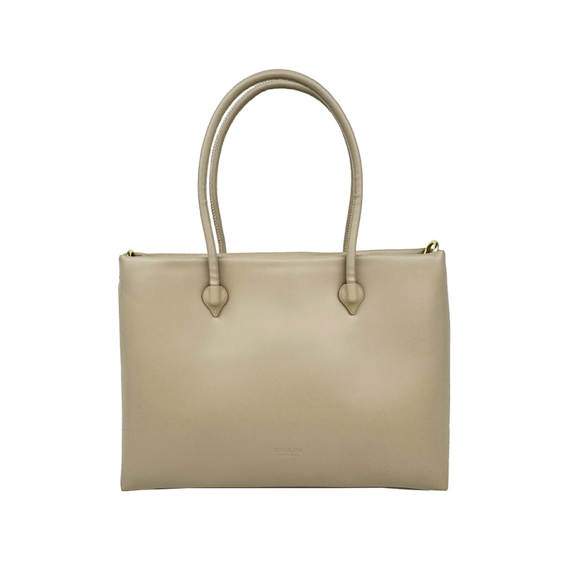 Calf Leatherette Satchel Top Handle Stone