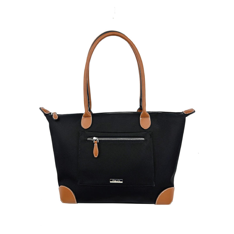 Nylon Canvas Tote With Zipper Black