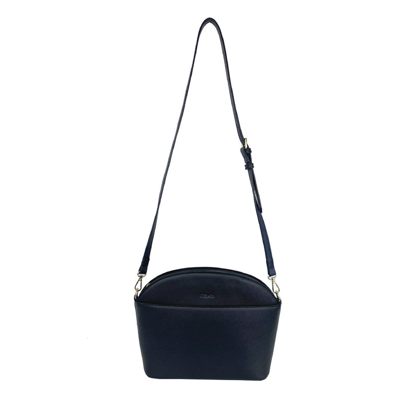Saffiano-Effect Dome Sling Bag Black