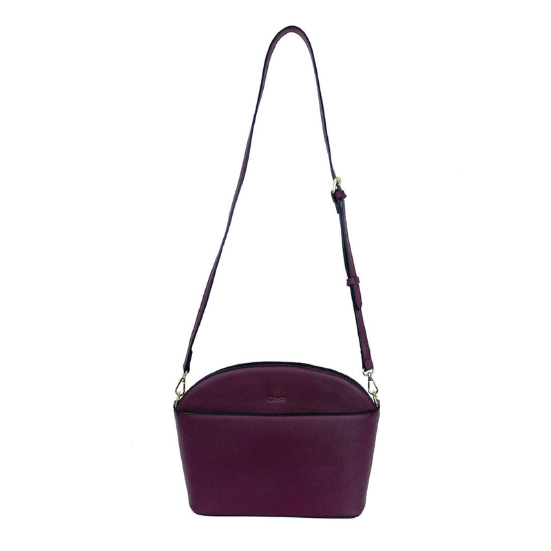 Saffiano-Effect Dome Sling Bag  Wine