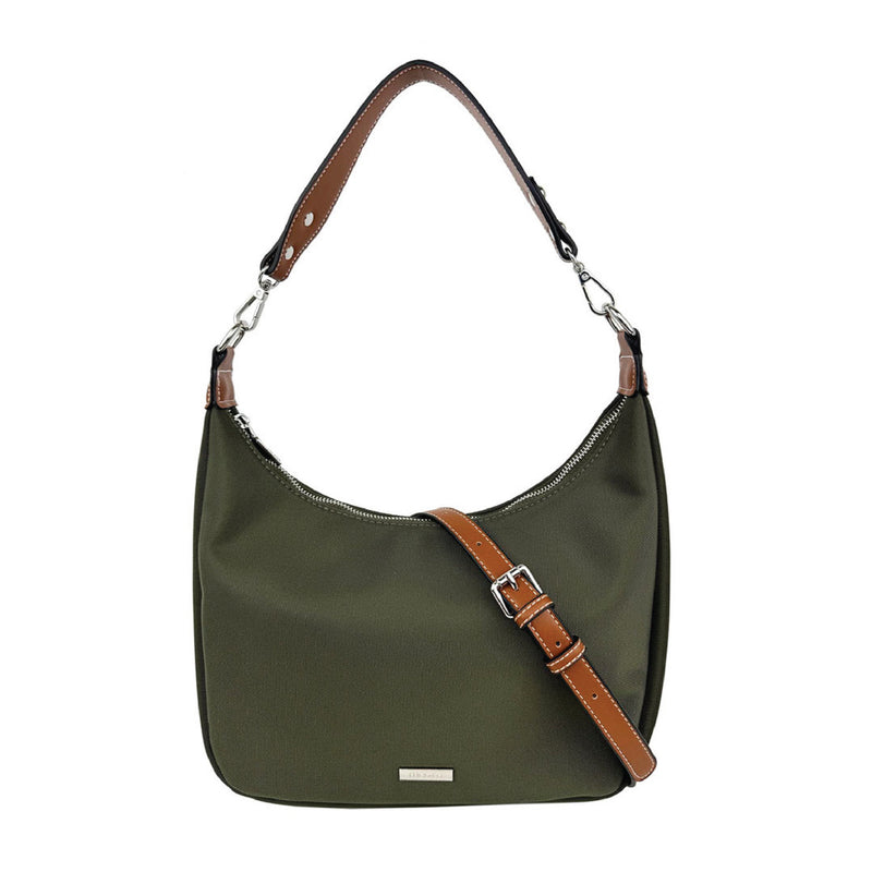 Nylon Canvas Hobo Bag Khaki