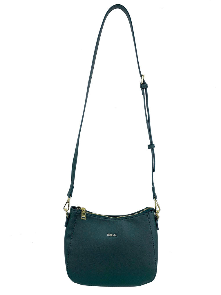 Saffiano-Effect Curve Top Sling Bag