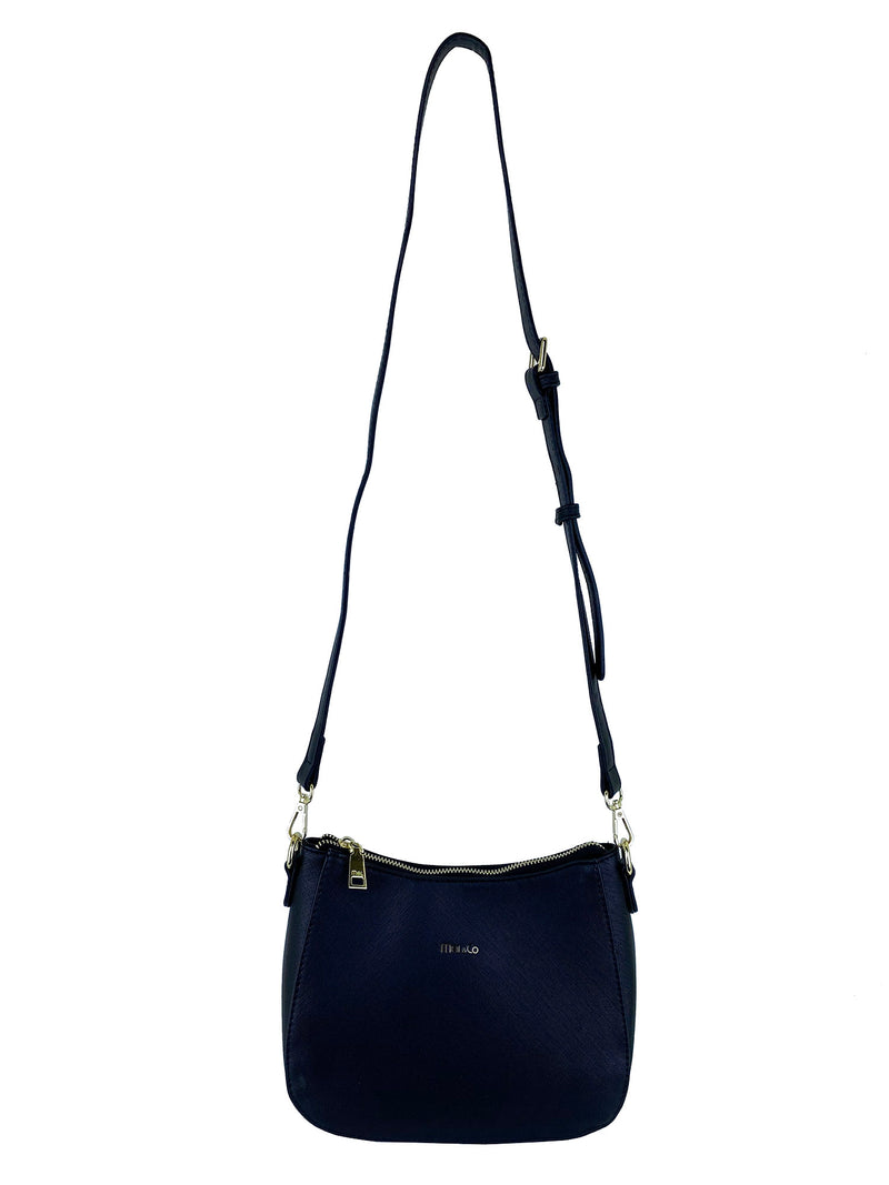 Saffiano-Effect Curve Top Sling Bag