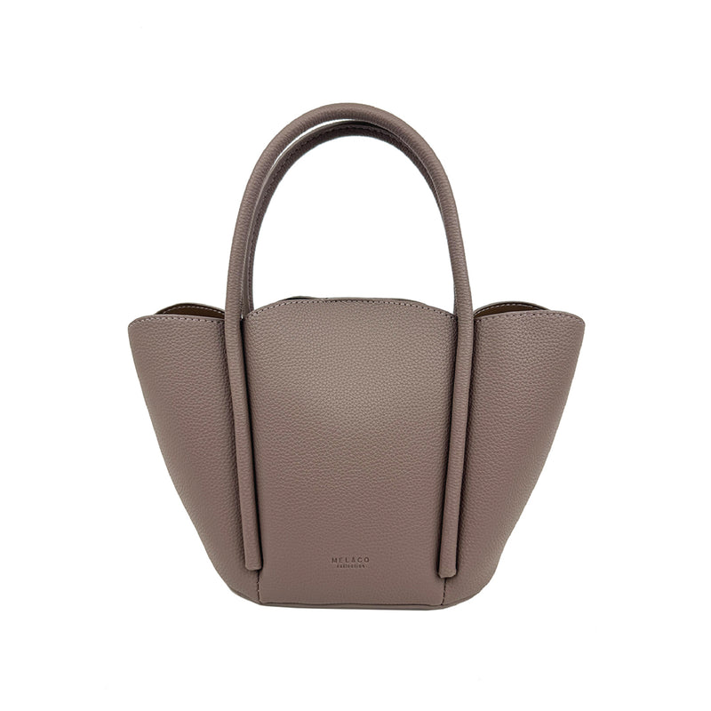 Pebbled Double Handle Bucket Bag Grey