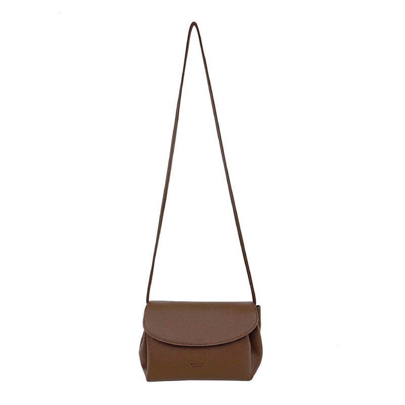 Pebbled Flap Knotted Sling Bag Brown