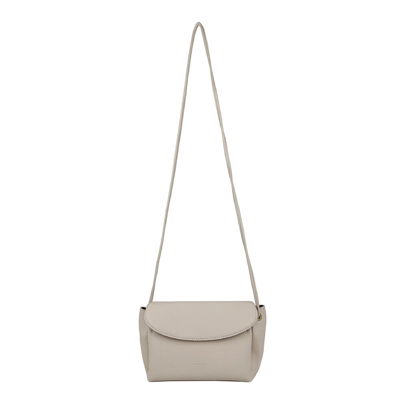 Pebbled Flap Knotted Sling Bag Cream