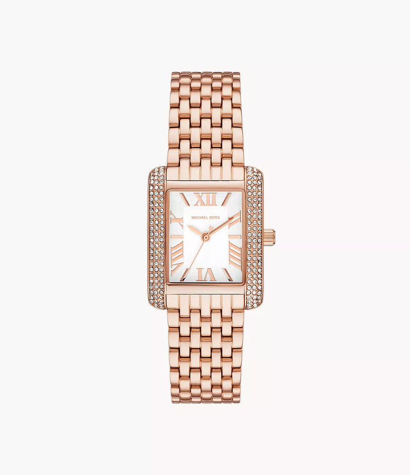 MK Emery Three-Hand Rose Gold-Tone Stainless Steel Watch