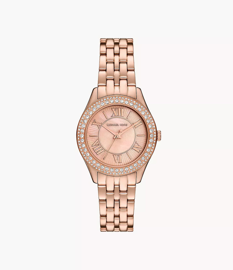 MK Harlowe Three-Hand Rose Gold-Tone Stainless Steel Watch