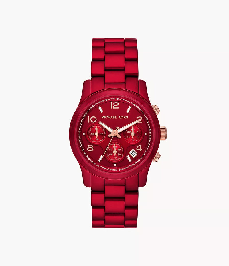 MK Runway Chronograph Red Coated Stainless Steel Bracelet Watch