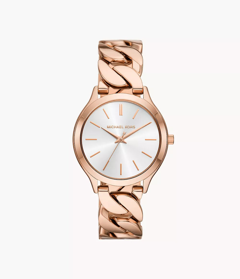 MK Runway Three-Hand Rose Gold-Tone Stainless Steel Watch