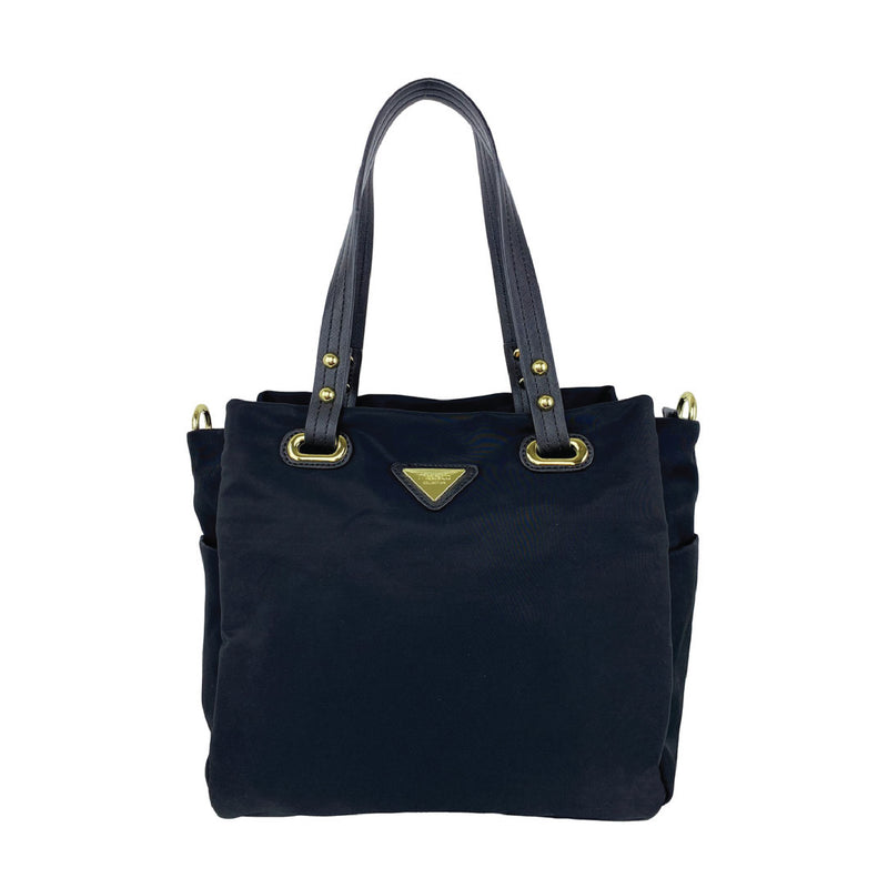 Nylon Double Handle Shoulder Bag Black