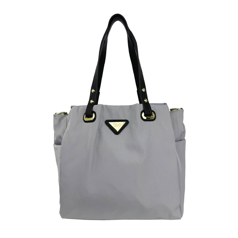 Nylon Double Handle Shoulder Bag Grey