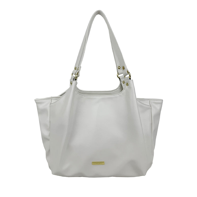 Faux Leather Double Handle Bag White