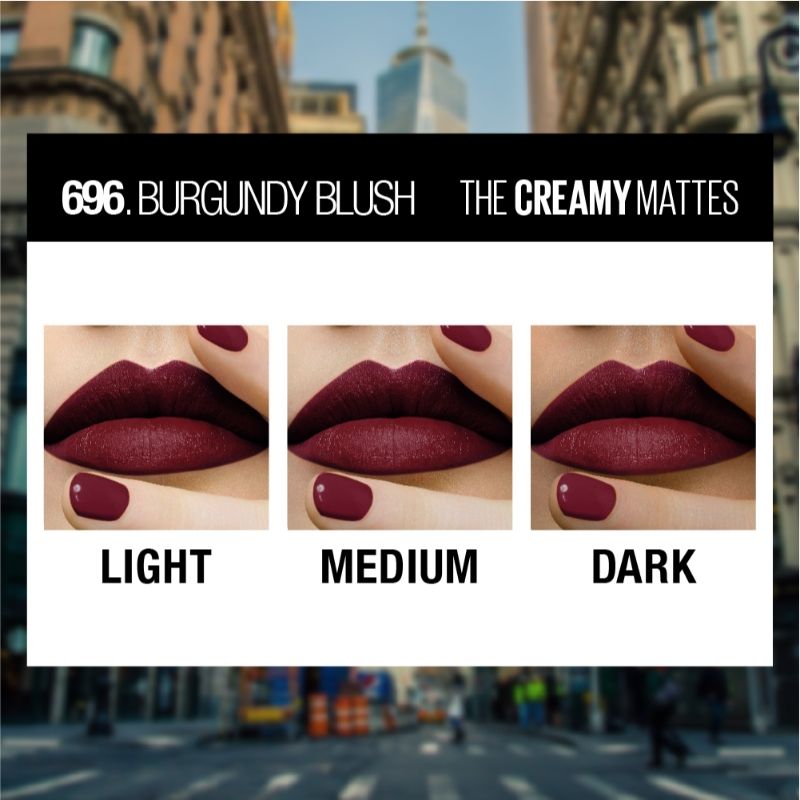Maybelline Color Sensational Creamy Matte  Lipstick Burgundy Blush Lipstick 696 4.2g