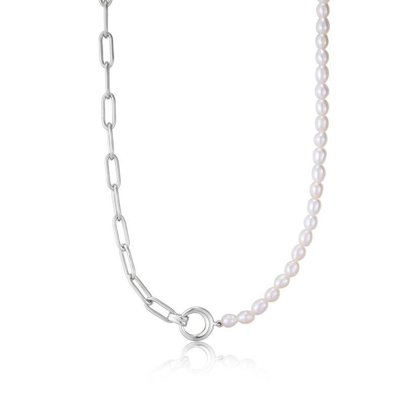 Ania Haie Pearl Pwr Silver Chunky 8+5cm Necklace