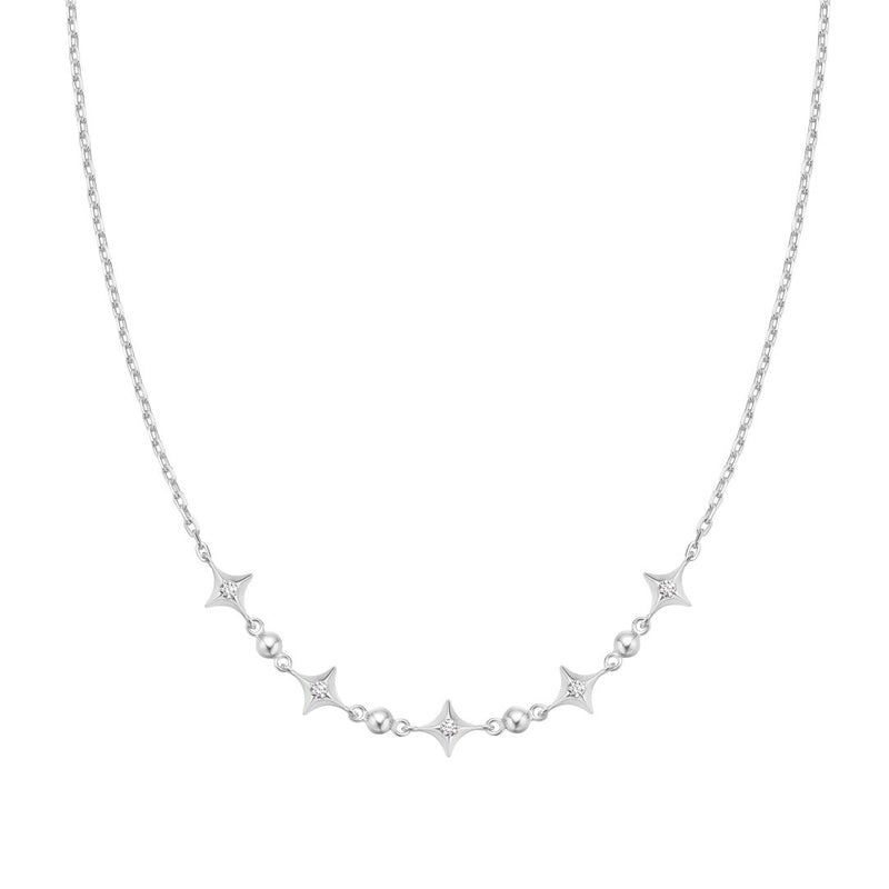 Ania Haie Sunny Silver Cz Star Station Necklace