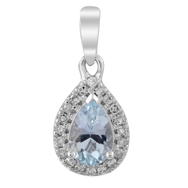 Nirvana DGA 9Ct W/G 0.07Ct Hi I1Diamond Aquamarine Pendant – Prouds Fiji