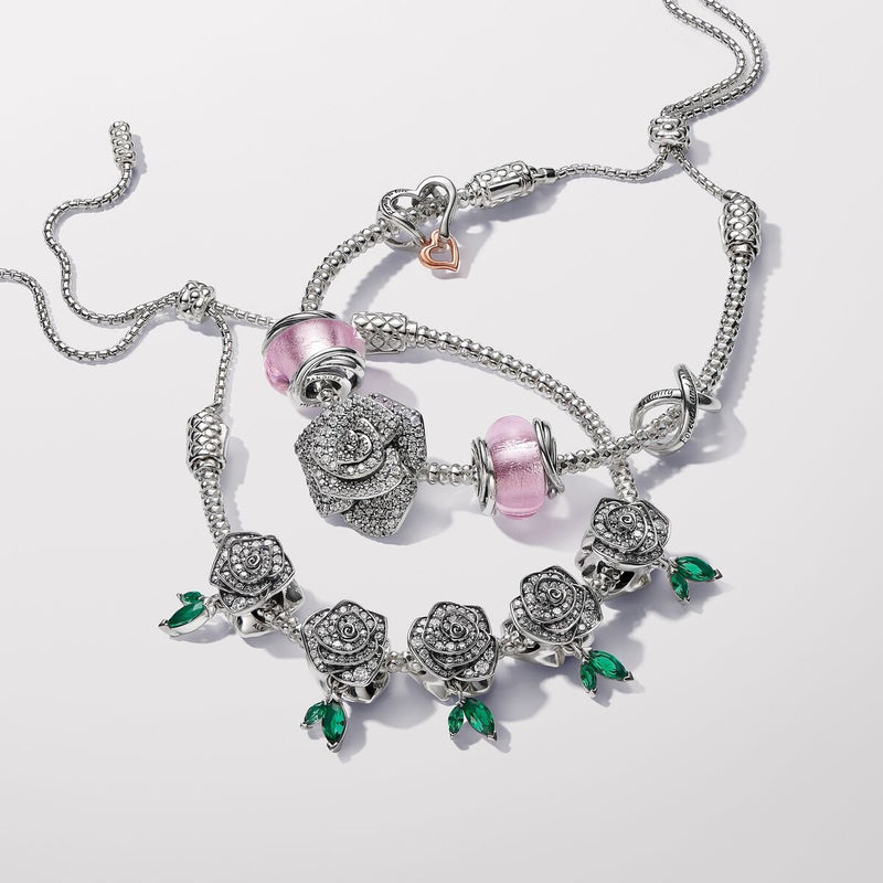 Pandora Sterling Silver Encircled Pink Murano Charm